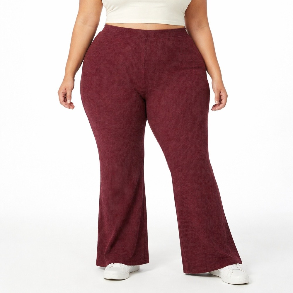 BP Brown Ribbed Wide Leg Pants Size‎ 3X High Rise Stretch Lounge NWT